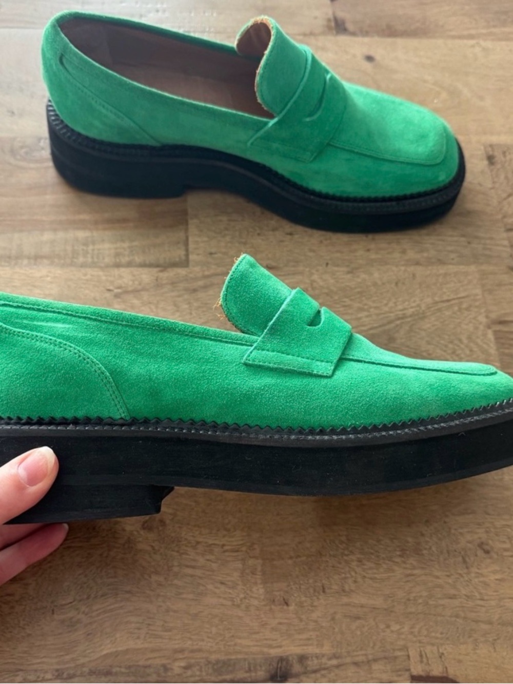 Maguire Suede Paola Penny Loafers Peppermint Green - Picture 3 of 10